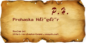 Prohaska Hágár névjegykártya